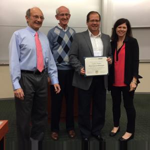 Professor Bill Novelli, GSEI Founder; Curt Weeden, Program Co-Founder; Stephen Hughes, United Way of the Southern Tier President & CEO; Leslie Crutchfield, GSEI Executive Director